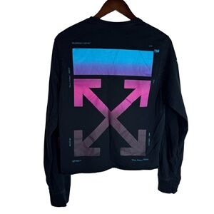 Off-White Gradient Arrows Long Sleeve T Shirt Cropped Cut Bottom Large L